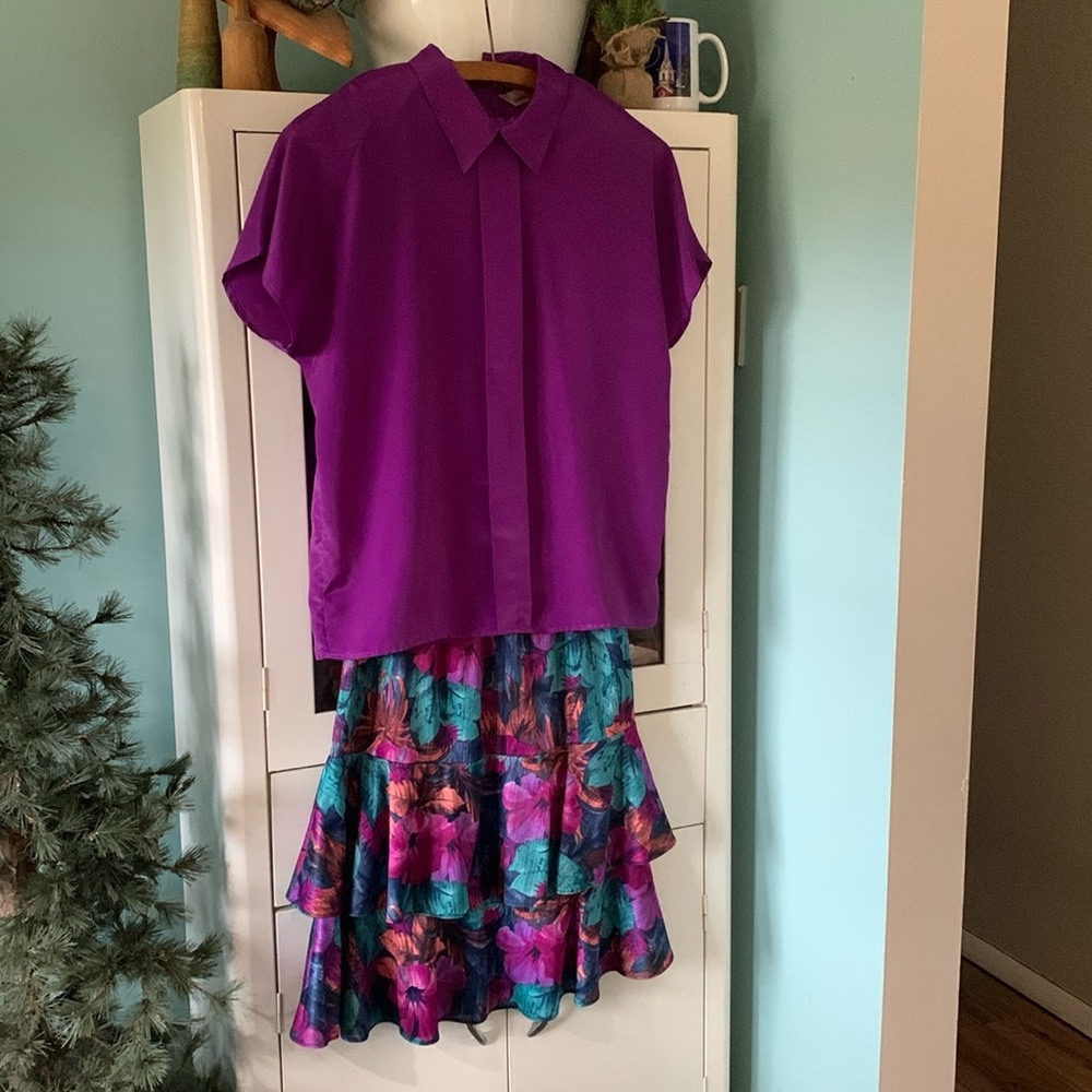 Sheridan Square vintage sz 14 blouse tiered skirt set both pieces like new 80’s